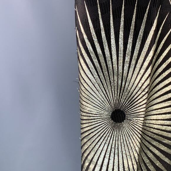 Size 32 Black Gold Jacquard Silk Blend Sunburst Cropped Casual Pants - Picture 7 of 13